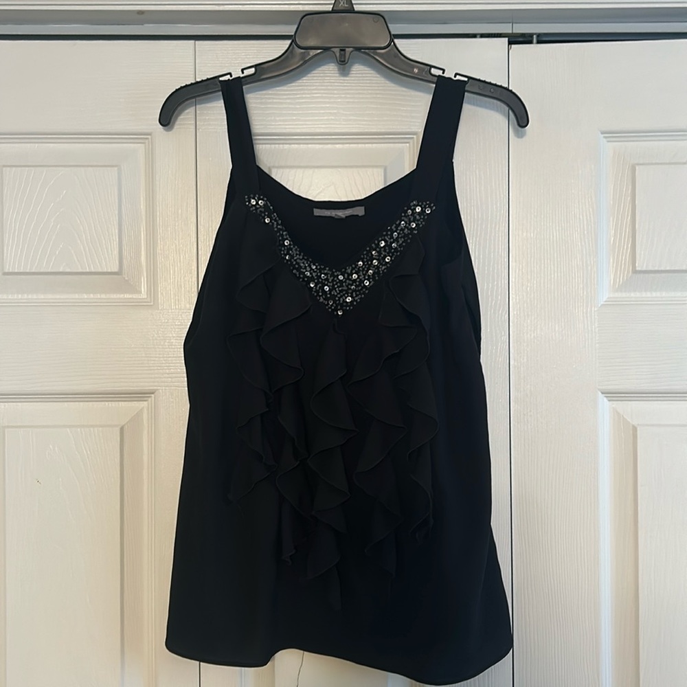 Black sequins and ruffles tank